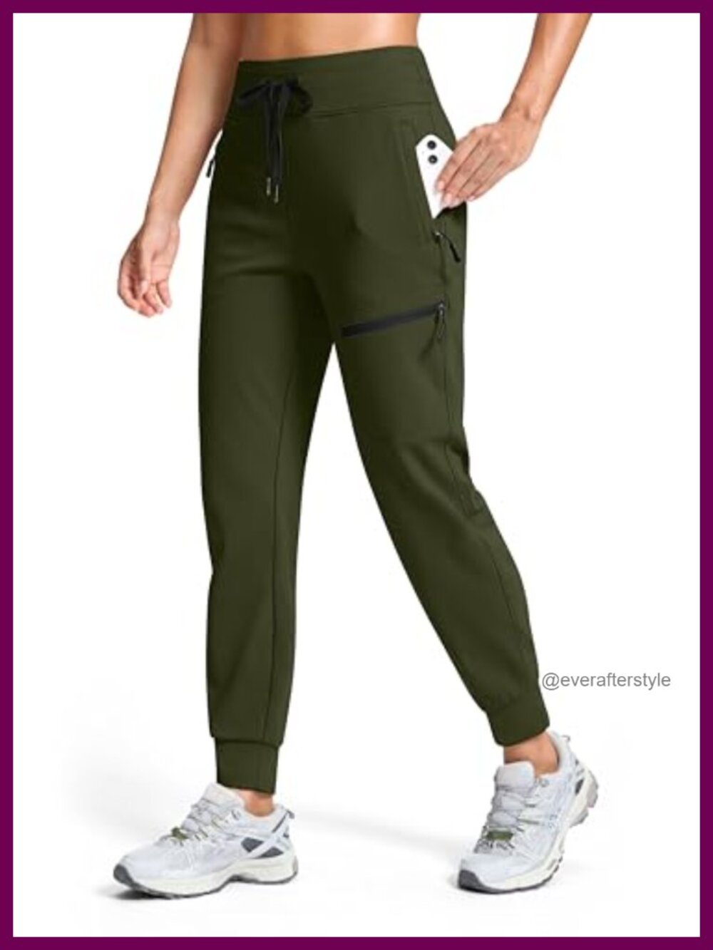 Fleece Lined Joggers Hiking Pants 4 Zipper Pockets High Waist